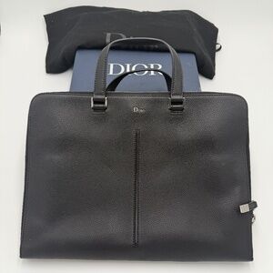 Dior Homme Black Leather Briefcase with Box & Dust Bag